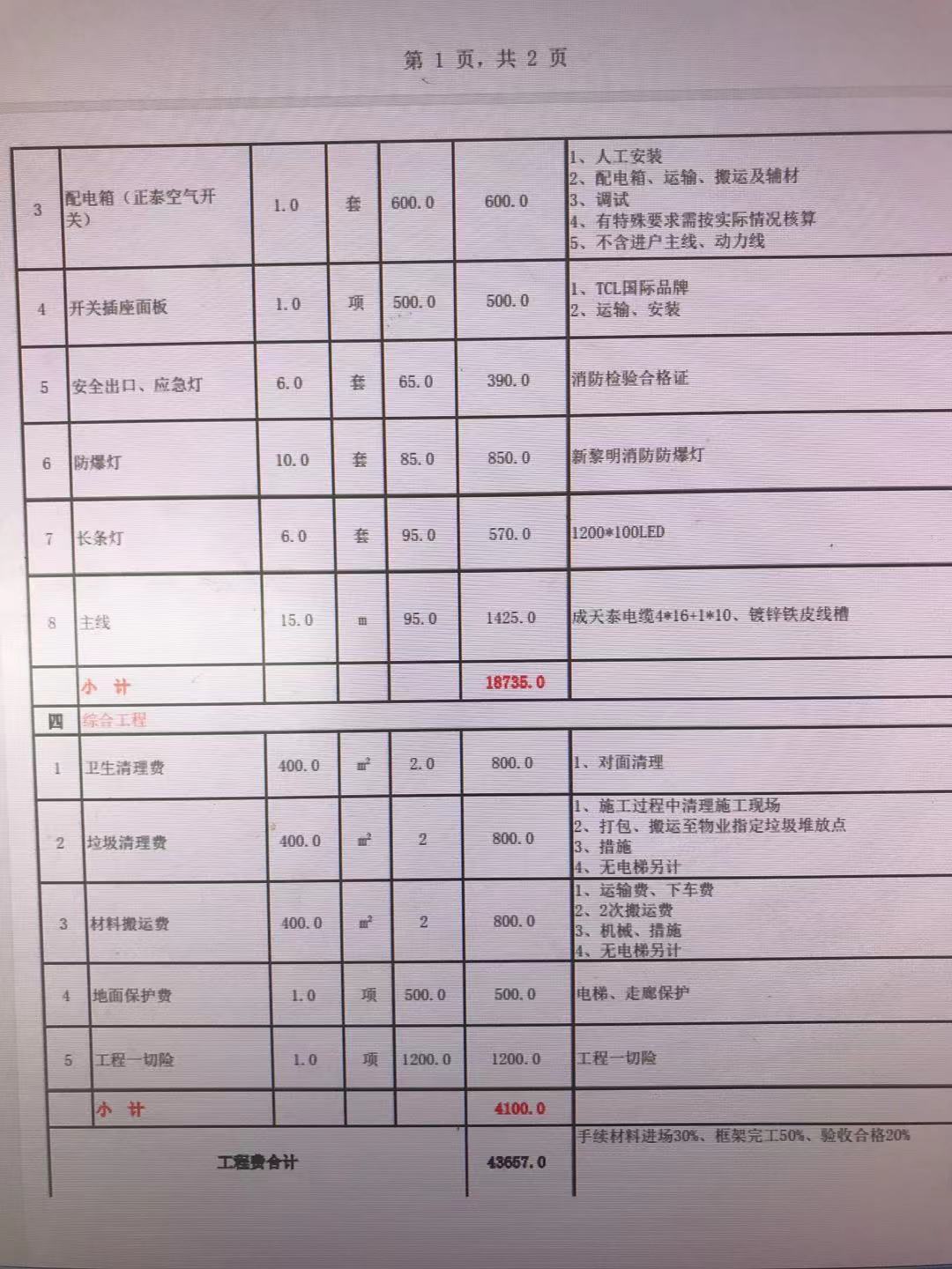 深圳裝修報(bào)價(jià)單明細(xì)表